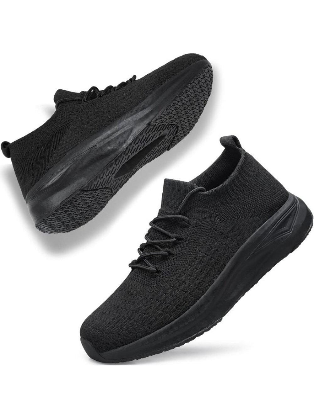 Women's All Black Comfort Sock Lightweight Closed Toe Athletic Running Sneaker